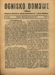 Ognisko Domowe: bezpłatny dodatek do "Głosu Leszczyńskiego" 1927.10.16 R.3 Nr42