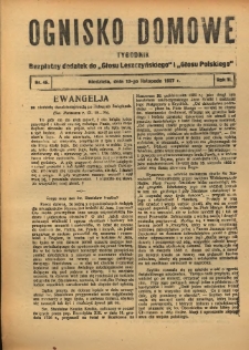 Ognisko Domowe: bezpłatny dodatek do "Głosu Leszczyńskiego" 1927.11.13 R.3 Nr46