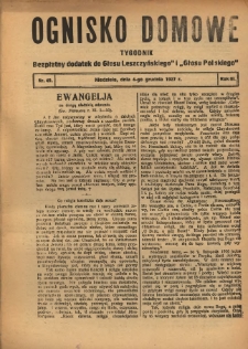 Ognisko Domowe: bezpłatny dodatek do "Głosu Leszczyńskiego" 1927.12.04 R.3 Nr49