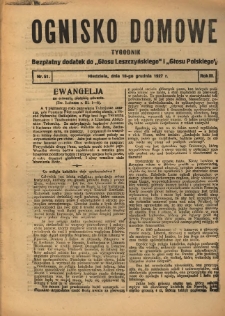 Ognisko Domowe: bezpłatny dodatek do "Głosu Leszczyńskiego" 1927.12.18 R.3 Nr51