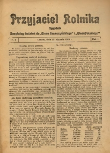 Przyjaciel Rolnika: bezpłatny dodatek do Głosu Leszczyńskiego i Głosu Polskiego 1929.01.25 R.2 Nr4