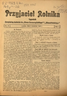 Przyjaciel Rolnika: bezpłatny dodatek do Głosu Leszczyńskiego i Głosu Polskiego 1929.04.05 R.2 Nr14