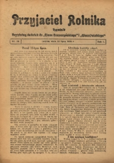 Przyjaciel Rolnika: bezpłatny dodatek do Głosu Leszczyńskiego i Głosu Polskiego 1929.07.12 R.2 Nr28