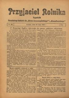 Przyjaciel Rolnika: bezpłatny dodatek do Głosu Leszczyńskiego i Głosu Polskiego 1929.07.19 R.2 Nr29