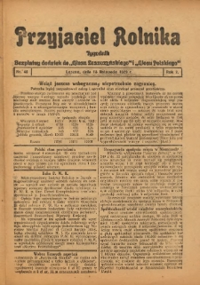 Przyjaciel Rolnika: bezpłatny dodatek do Głosu Leszczyńskiego i Głosu Polskiego 1929.11.15 R.2 Nr46