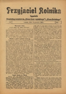 Przyjaciel Rolnika: bezpłatny dodatek do Głosu Leszczyńskiego i Głosu Polskiego 1929.12.13 R.2 Nr50
