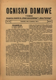 Ognisko Domowe: bezpłatny dodatek do "Głosu Leszczyńskiego" 1928.04.08 R.4 Nr15