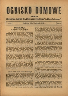 Ognisko Domowe: bezpłatny dodatek do "Głosu Leszczyńskiego" 1928.08.19 R.4 Nr34