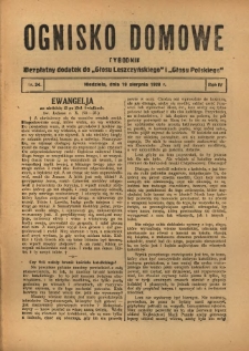 Ognisko Domowe: bezpłatny dodatek do "Głosu Leszczyńskiego" 1928.08.19 R.4 Nr34
