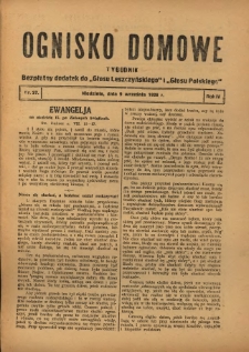 Ognisko Domowe: bezpłatny dodatek do "Głosu Leszczyńskiego" 1928.09.09 R.4 Nr37