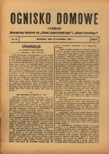 Ognisko Domowe: bezpłatny dodatek do "Głosu Leszczyńskiego" 1928.09.23 R.4 Nr39