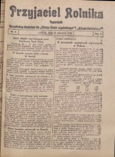 Przyjaciel Rolnika: bezpłatny dodatek do Głosu Leszczyńskiego i Głosu Polskiego 1930.01.31 R.3 Nr5