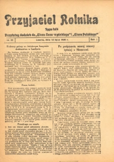 Przyjaciel Rolnika: bezpłatny dodatek do Głosu Leszczyńskiego i Głosu Polskiego 1930.07.18 R.3 Nr27