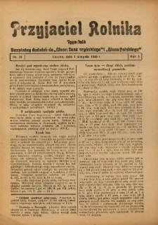 Przyjaciel Rolnika: bezpłatny dodatek do Głosu Leszczyńskiego i Głosu Polskiego 1930.08.01 R.3 Nr29