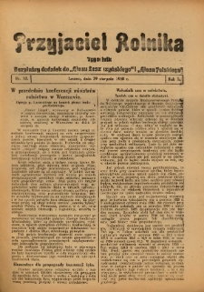 Przyjaciel Rolnika: bezpłatny dodatek do Głosu Leszczyńskiego i Głosu Polskiego 1930.08.29 R.3 Nr32