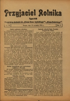 Przyjaciel Rolnika: bezpłatny dodatek do Głosu Leszczyńskiego i Głosu Polskiego 1930.09.19 R.3 Nr35