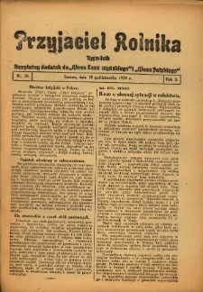 Przyjaciel Rolnika: bezpłatny dodatek do Głosu Leszczyńskiego i Głosu Polskiego 1930.10.10 R.3 Nr38