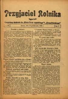 Przyjaciel Rolnika: bezpłatny dodatek do Głosu Leszczyńskiego i Głosu Polskiego 1930.10.24 R.3 Nr40