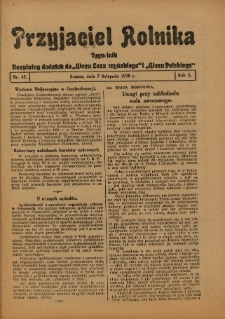 Przyjaciel Rolnika: bezpłatny dodatek do Głosu Leszczyńskiego i Głosu Polskiego 1930.11.07 R.3 Nr42