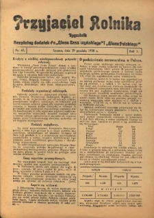 Przyjaciel Rolnika: bezpłatny dodatek do Głosu Leszczyńskiego i Głosu Polskiego 1930.12.19 R.3 Nr47