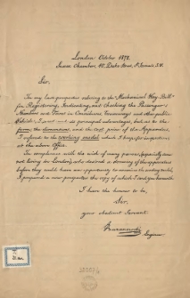 [List otwarty Inc.:] " Sir In my last prospectus relating to the " Mechanical Way-Bill" ..."