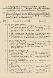 [Prospekt] Ogólny klucz do wymawiania słów angielskich, podług reguł wskazanych w "Walker's pronouncing Dictionary" szczególnie co do rozmaitego brzmienia samogłosek