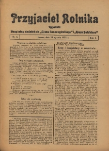 Przyjaciel Rolnika: bezpłatny dodatek do Głosu Leszczyńskiego i Głosu Polskiego 1931.01.30 R.4 Nr5