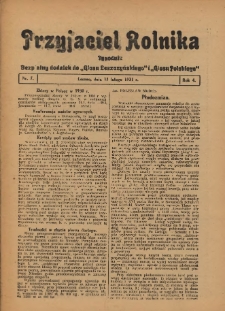 Przyjaciel Rolnika: bezpłatny dodatek do Głosu Leszczyńskiego i Głosu Polskiego 1931.02.06 R.4 Nr6