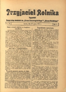 Przyjaciel Rolnika: bezpłatny dodatek do Głosu Leszczyńskiego i Głosu Polskiego 1931.03.27 R.4 Nr13