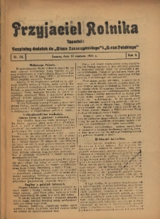 Przyjaciel Rolnika: bezpłatny dodatek do Głosu Leszczyńskiego i Głosu Polskiego 1931.06.12 R.4 Nr24