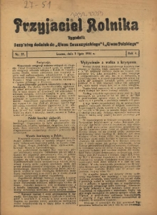 Przyjaciel Rolnika: bezpłatny dodatek do Głosu Leszczyńskiego i Głosu Polskiego 1931.07.03 R.4 Nr27