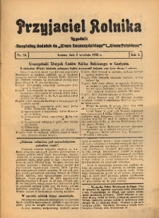 Przyjaciel Rolnika: bezpłatny dodatek do Głosu Leszczyńskiego i Głosu Polskiego 1932.09.02 R.5 Nr34