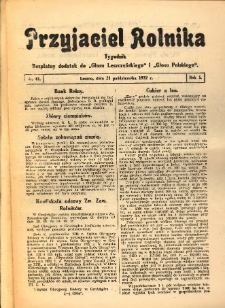 Przyjaciel Rolnika: bezpłatny dodatek do Głosu Leszczyńskiego i Głosu Polskiego 1932.10.21 R.5 Nr41