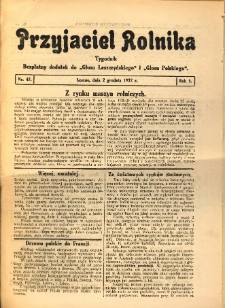 Przyjaciel Rolnika: bezpłatny dodatek do Głosu Leszczyńskiego i Głosu Polskiego 1932.12.02 R.5 Nr47