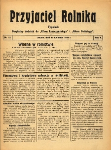 Przyjaciel Rolnika: bezpłatny dodatek do Głosu Leszczyńskiego i Głosu Polskiego 1933.04.15 R.6 Nr15