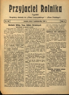 Przyjaciel Rolnika: bezpłatny dodatek do Głosu Leszczyńskiego i Głosu Polskiego 1933.10.08 R.6 Nr22