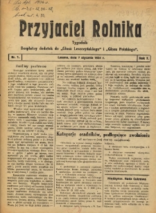 Przyjaciel Rolnika: bezpłatny dodatek do Głosu Leszczyńskiego i Głosu Polskiego 1934.01.07 R.7 Nr1