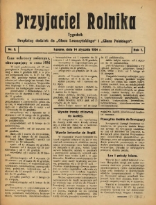 Przyjaciel Rolnika: bezpłatny dodatek do Głosu Leszczyńskiego i Głosu Polskiego 1934.01.14 R.7 Nr2