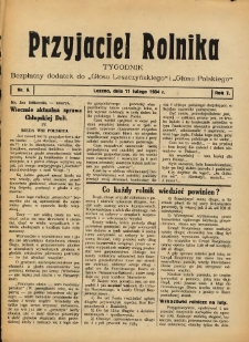 Przyjaciel Rolnika: bezpłatny dodatek do Głosu Leszczyńskiego i Głosu Polskiego 1934.02.11 R.7 Nr6