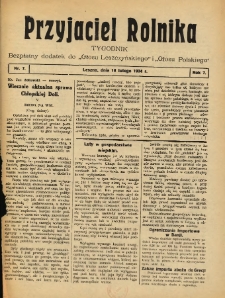 Przyjaciel Rolnika: bezpłatny dodatek do Głosu Leszczyńskiego i Głosu Polskiego 1934.02.18 R.7 Nr7