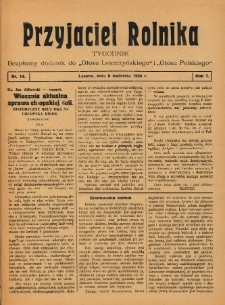 Przyjaciel Rolnika: bezpłatny dodatek do Głosu Leszczyńskiego i Głosu Polskiego 1934.04.08 R.7 Nr14