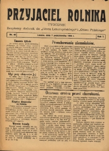 Przyjaciel Rolnika: bezpłatny dodatek do Głosu Leszczyńskiego i Głosu Polskiego 1934.10.07 R.7 Nr40
