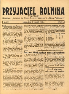 Przyjaciel Rolnika: bezpłatny dodatek do Głosu Leszczyńskiego i Głosu Polskiego 1935.09.15 R.8 Nr37
