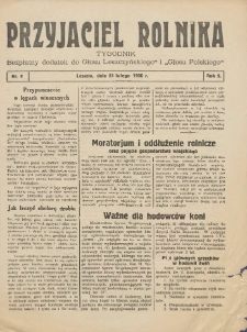 Przyjaciel Rolnika: bezpłatny dodatek do Głosu Leszczyńskiego i Głosu Polskiego 1936.02.23 R.9 Nr8