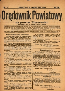 Orędownik Powiatowy na Powiat Pleszewski 1931.01.10 R.58 Nr3