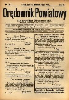 Orędownik Powiatowy na Powiat Pleszewski 1931.04.15 R.58 Nr30