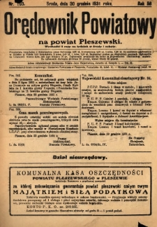 Orędownik Powiatowy na Powiat Pleszewski 1931.12.30 R.58 Nr103