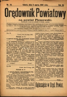 Orędownik Powiatowy na Powiat Pleszewski 1932.03.05 R.59 Nr18