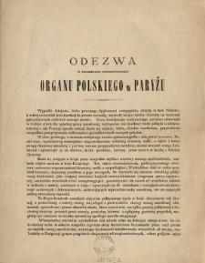 Odezwa w przedmiocie projektowanego organu polskiego w Paryżu