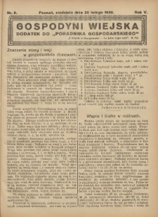 Gospodyni Wiejska: dodatek do &bdquo;Poradnika Gospodarskiego&rdquo; 1922.02.26 R.5 Nr9